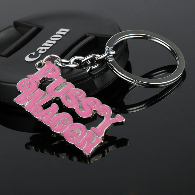 dongsheng Movie Kill Bill Series Pendants "PUSSY WAGON" Letter Metal Enamel Keychains/Keyrings Accessories For Women/Men Gift