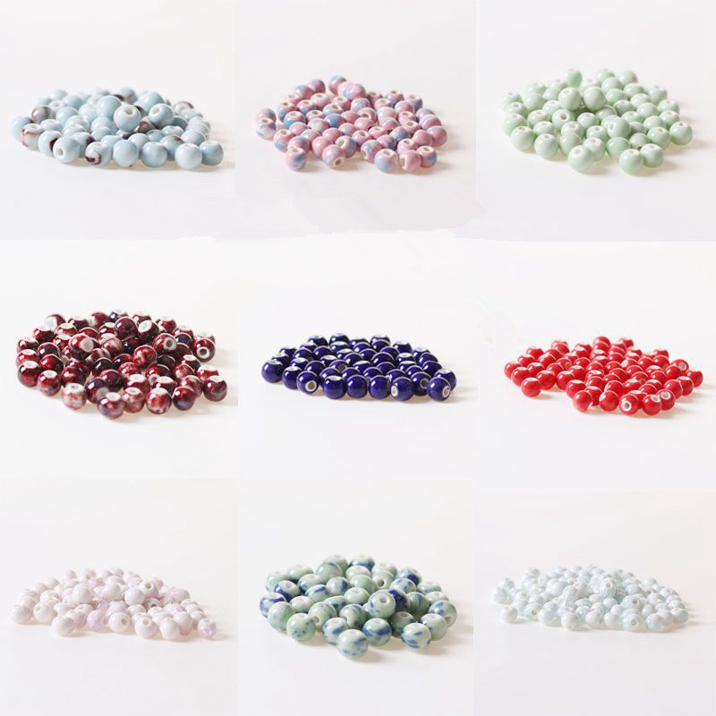 (50 Pcs/Lot) 10mm Round Ceramic Beads DIY Porcelain Loose Beads For Necklace Bracelet Jewelry Making