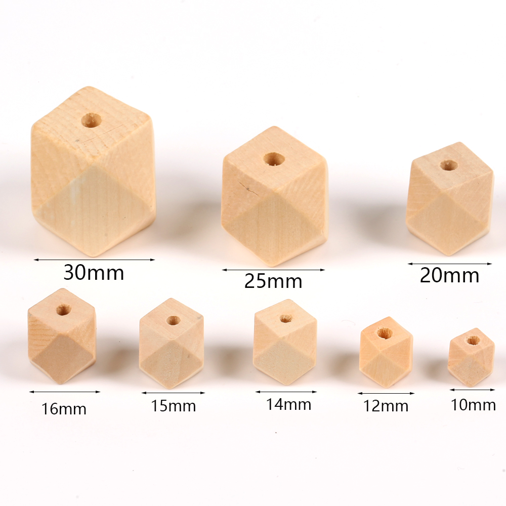 Natural Wooden Beads Hemu Loose Octagonal Wood Beads For Jewelry Necklace Bracelet Pacifier Accessories Baby Teether Toys
