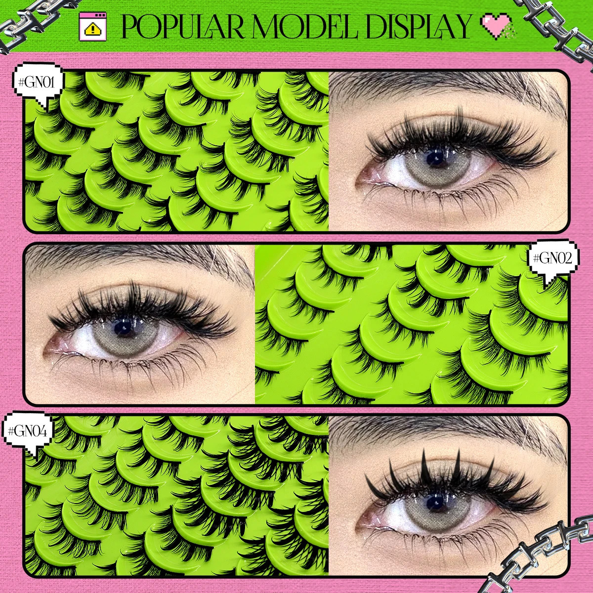 GROINNEYA Manga Lashes 5/7/9/20 Pairs 3D Mink Lashes Natural Eyelashes Soft Cross Wispy False Eyelashes Eyelash Extension 240624