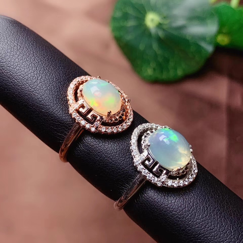 Anniversary Best Gift Elegant Rings for women Natural Real Opal Ring 925 sterling silver Fine jewelry Opal Ring