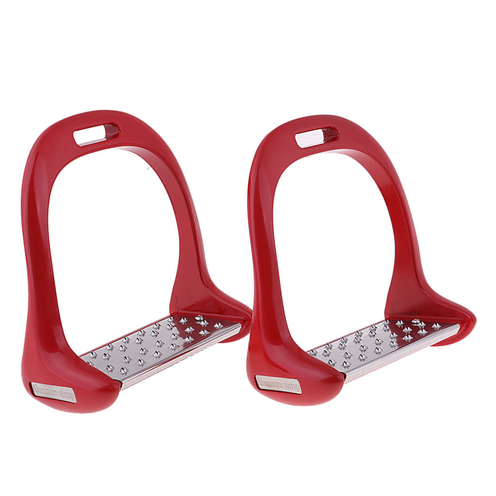 1Pair Anti Slip Aluminium Horse Saddle English Stirrups Horse Pedal Outdoor Horse Riding Equestrian Safety 18x15cm 4 Colors