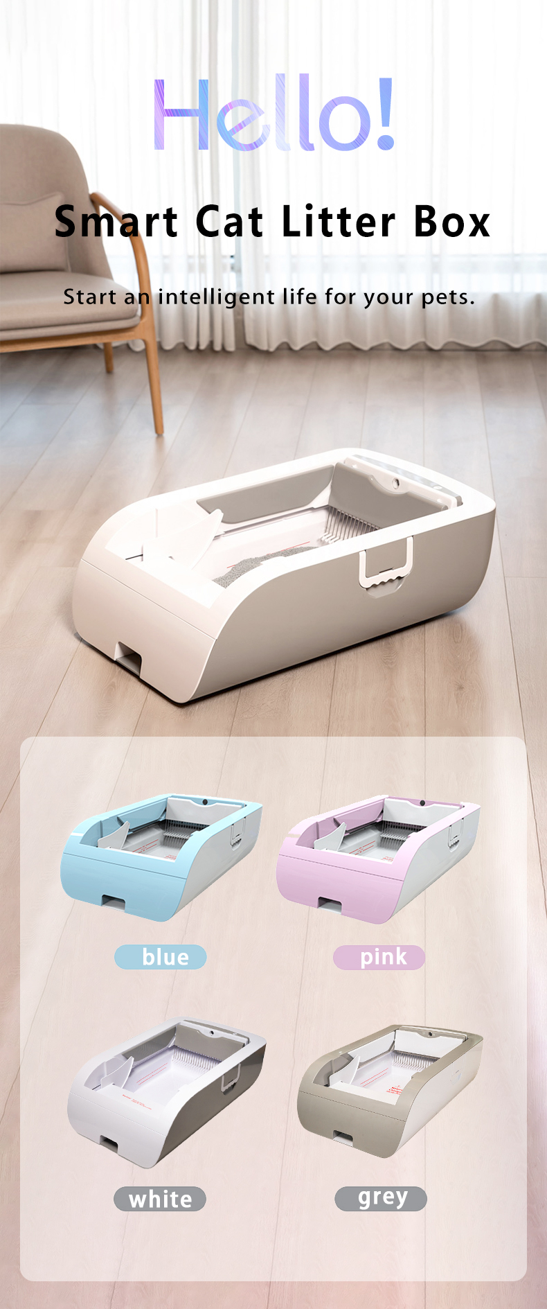 APP remote control fully automatic large space anti-stick Self-cleaning smart cat litter box