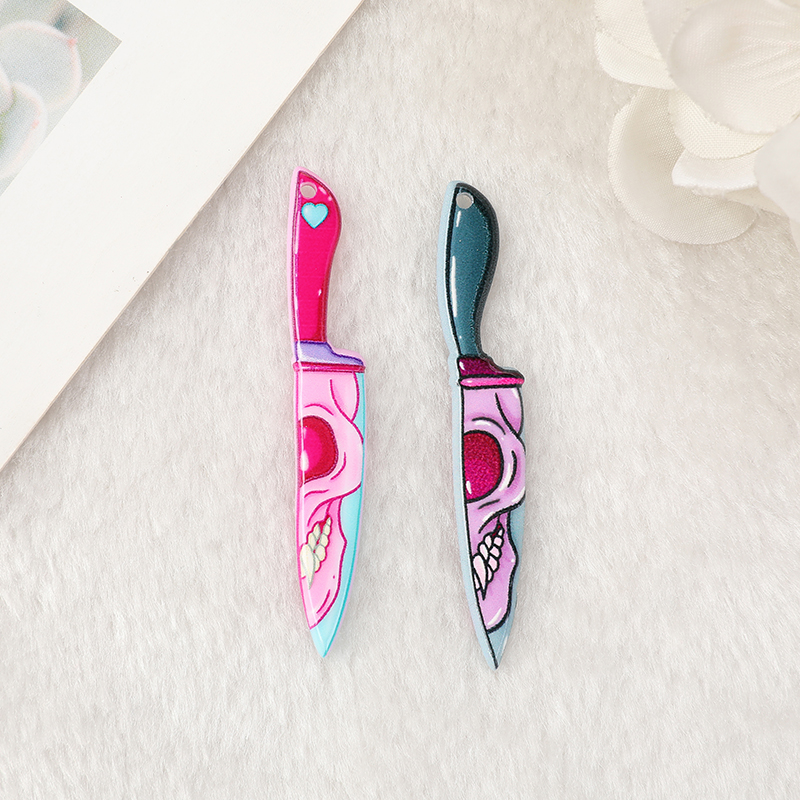 10 Pcs Halloween Charms Spooky Ghost Knife Flatback Acrylic Jewlery Findings For Earrings Keychain Pendants Diy Making