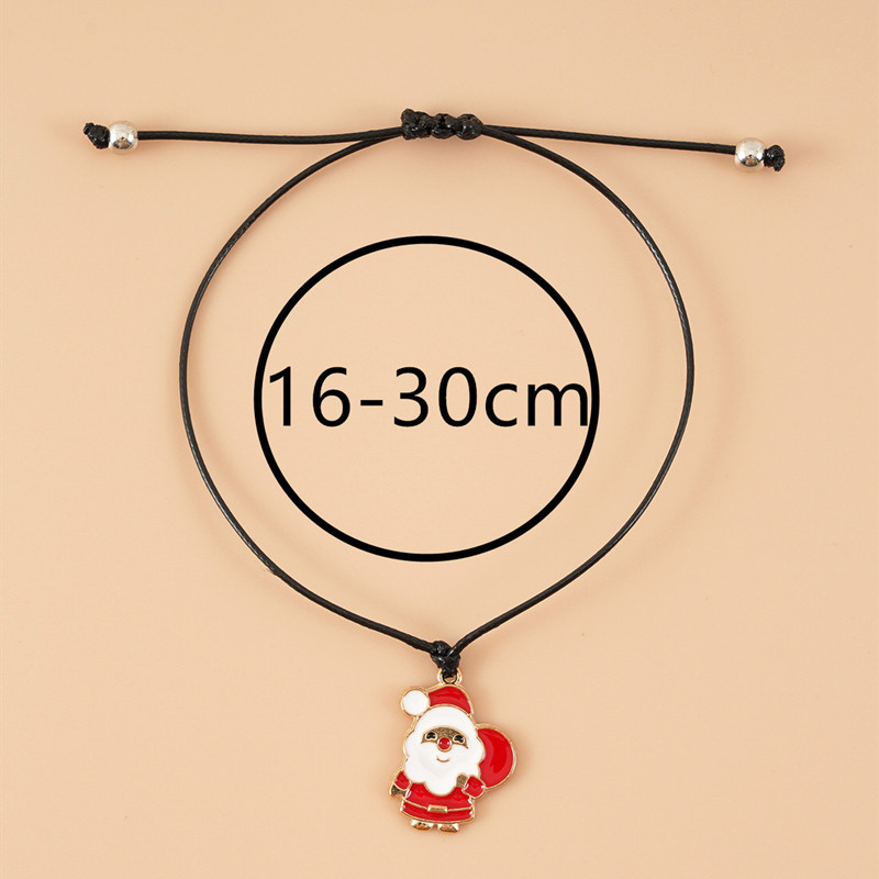 Christmas Theme Braided Rope Bracelet Santa Claus Xmas Tree Alloy Pendant Bracelet Women Kid Gifts Party Jewelry Gifts