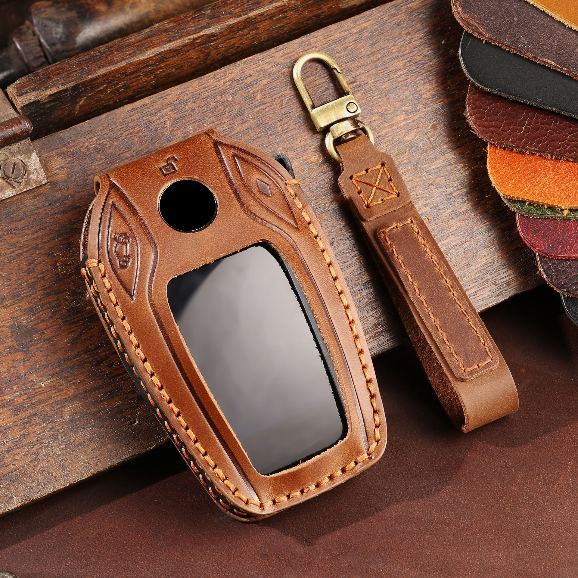 Genuine Leather Key Skin Car LED Display Key Cover Key Case for BMW 5 7 series G11 G12 G30 G31 G32 i8 I12 I15 G01 X3 G02 X4 G05