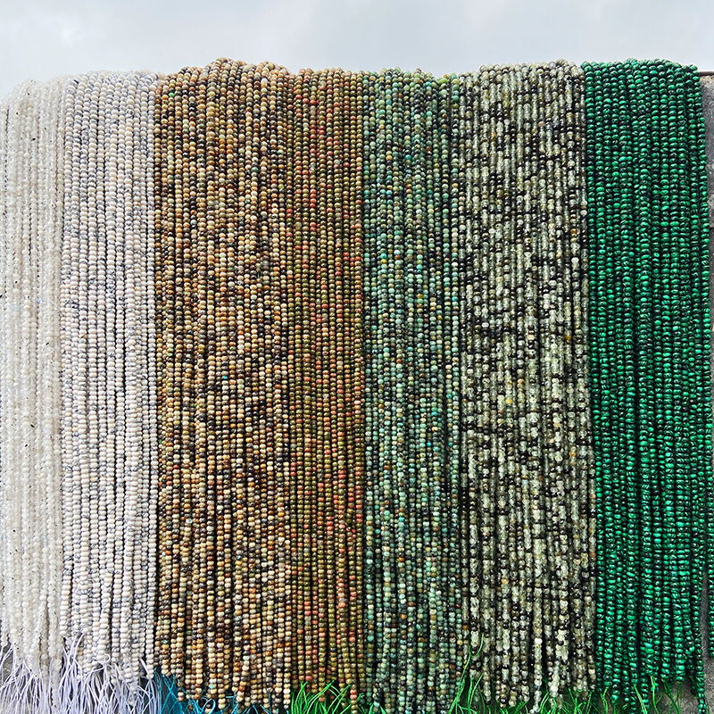 Rondelle Faceted Green Malachite Natural Stone Beads Loose Spacer Unakite Jaspers Beads For Jewelry Making Bracelet Necklace DIY