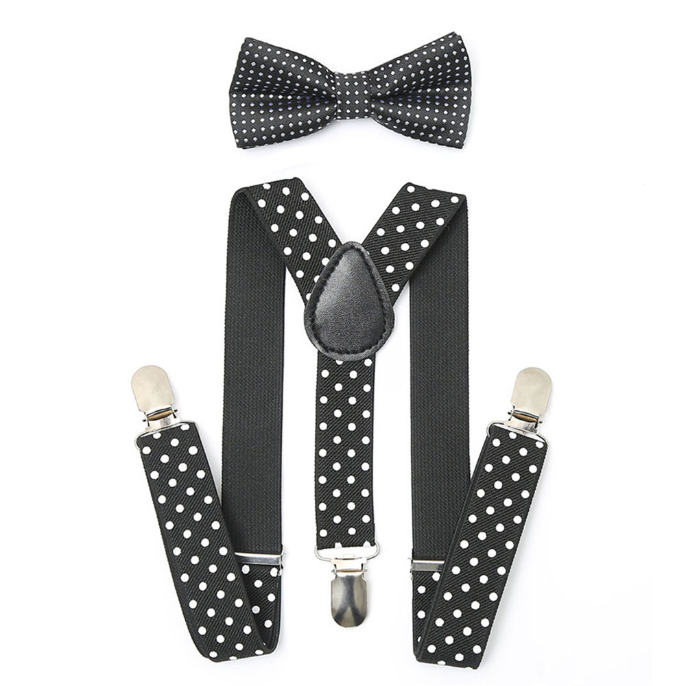 Adjustable Baby 5 Color Suspenders With Bowtie Suit Shirts Kids Bow Tie For Boy Girl Three Clip Braces Dot Vintage Accessories