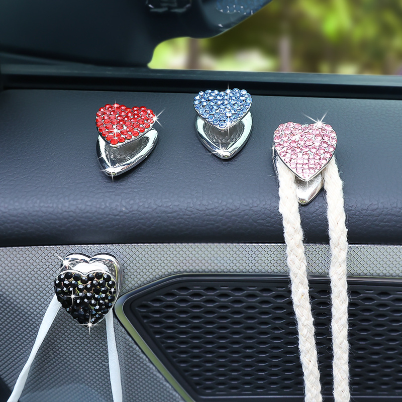 Car Diamond Hooks Rhinestone Inlaid Decor Hanging Holder Interior Dash Board Paste Hook Bling Crystal Car Accessories