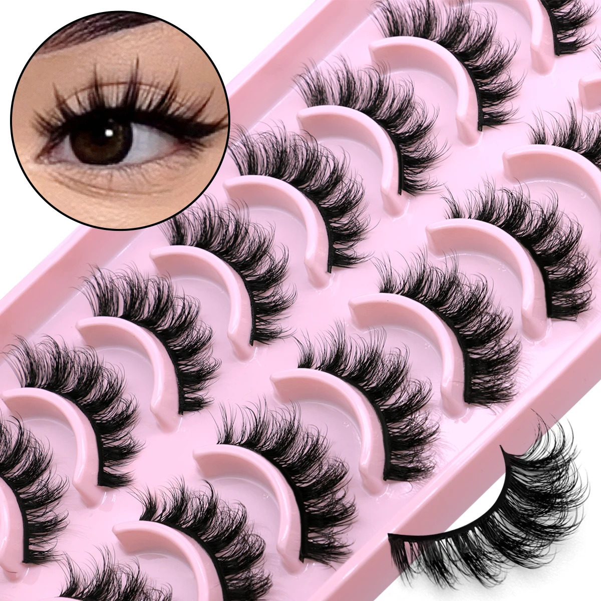 GROINNEYA 5/10 Pairs 3D Faux Mink Lashes Fluffy Soft Full Thick Wispy Natural long False Eyelashes Curly lashes wholesale lashes 240624