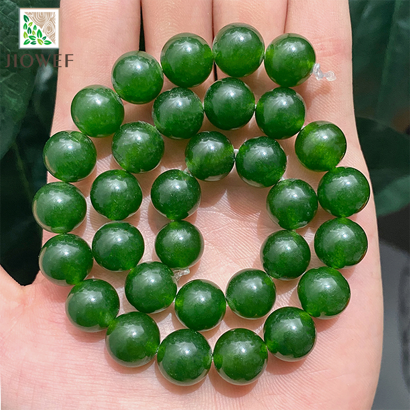 Green Taiwan Jades Chalcedony Round Loose Natural Stone Beads for Jewelry Making 15" Strand DIY Charms Bracelet 4/6/8/10/12/14mm