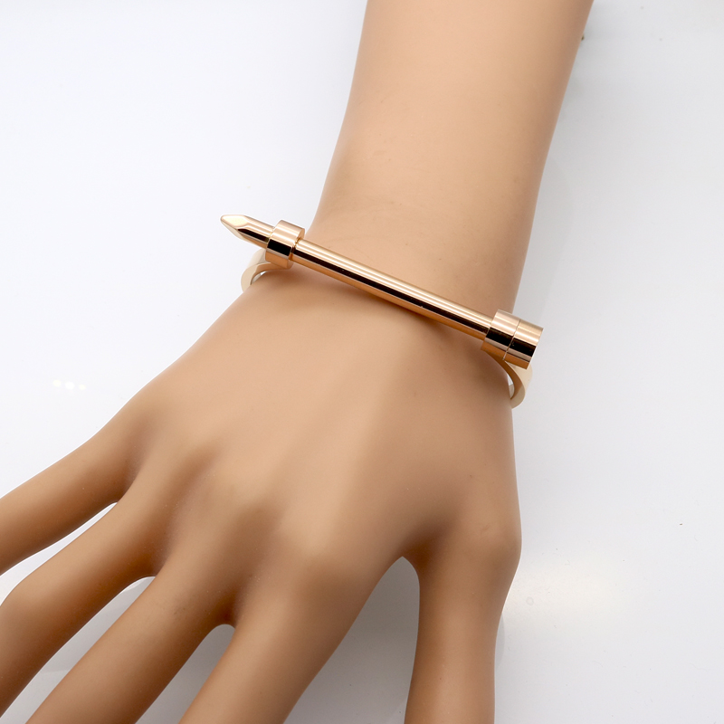 Vintage Punk Luxury Brand Jewelry Nail Bracelet Titanium Steel Bangles Gold Colour Cuff Bracelets & Bangles For Women
