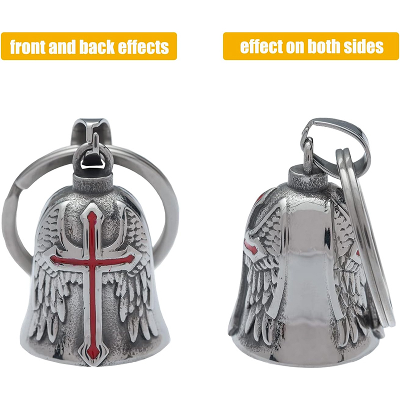 Motorcycle Bell Guardian Angel Cross With Hanger for Ride Cycling Bell Key Chains Accessories Bells for Motorcycles for Harley