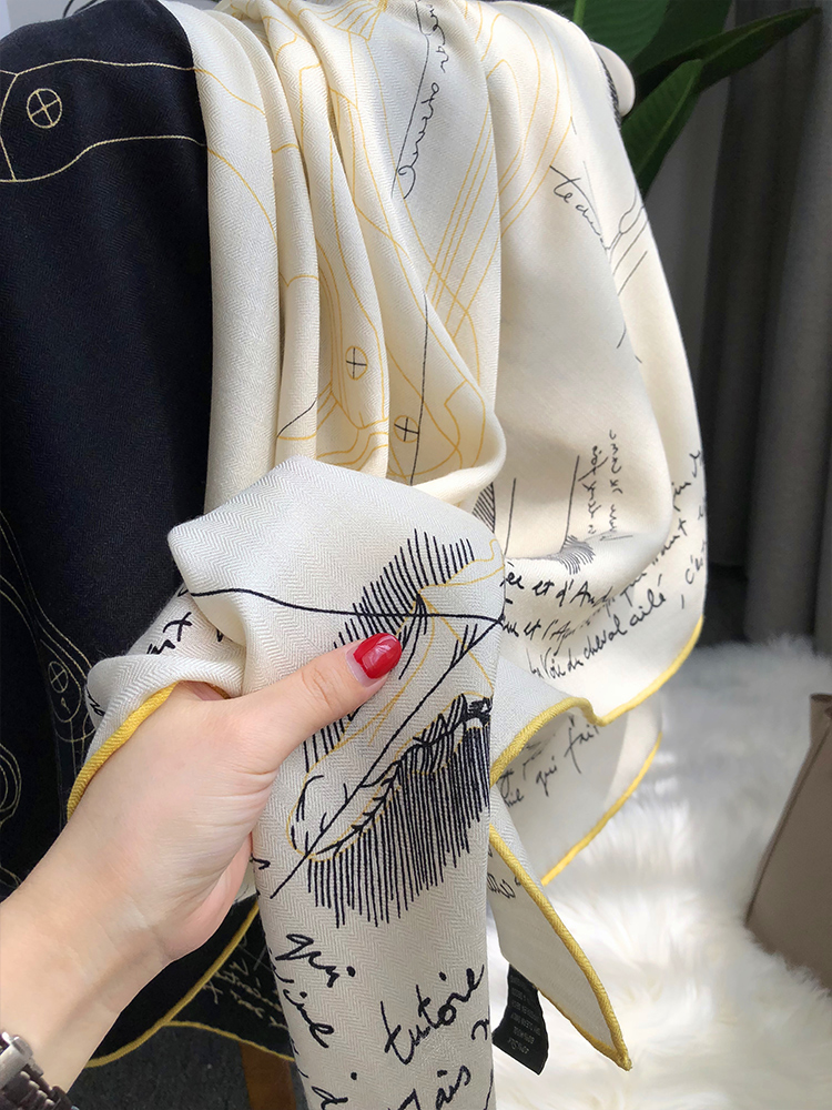 Horse Silk Wool Square Scarf Hand Rolled Luxury Branded Wool Big Scarf For Women 140cm Scarfs Shawls Poncho Pashmina