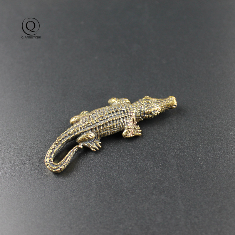 Vintage Brass Chinese Alligator Key Chain Pendant Trinket Retro Copper Reptile Animal Keyring Crocodile Keychain Hanging Jewelry