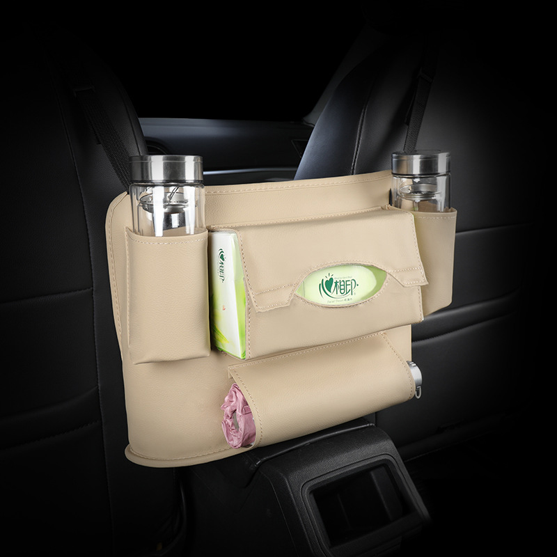Leather Car Seat Handbag Holder Large Capacity Tissue Bag Storage Between Seats Upgraded Armrest Purse Phone Water Cup Pockets