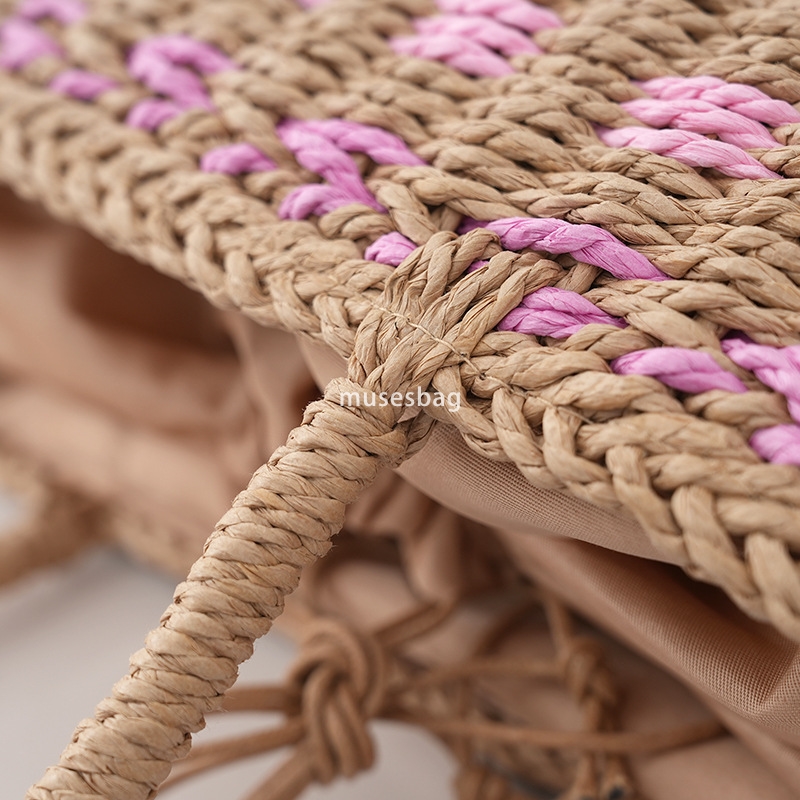 High quality women's designer retro practical forest style natural open temperament large capacity single shoulder grass woven bag pastoral style