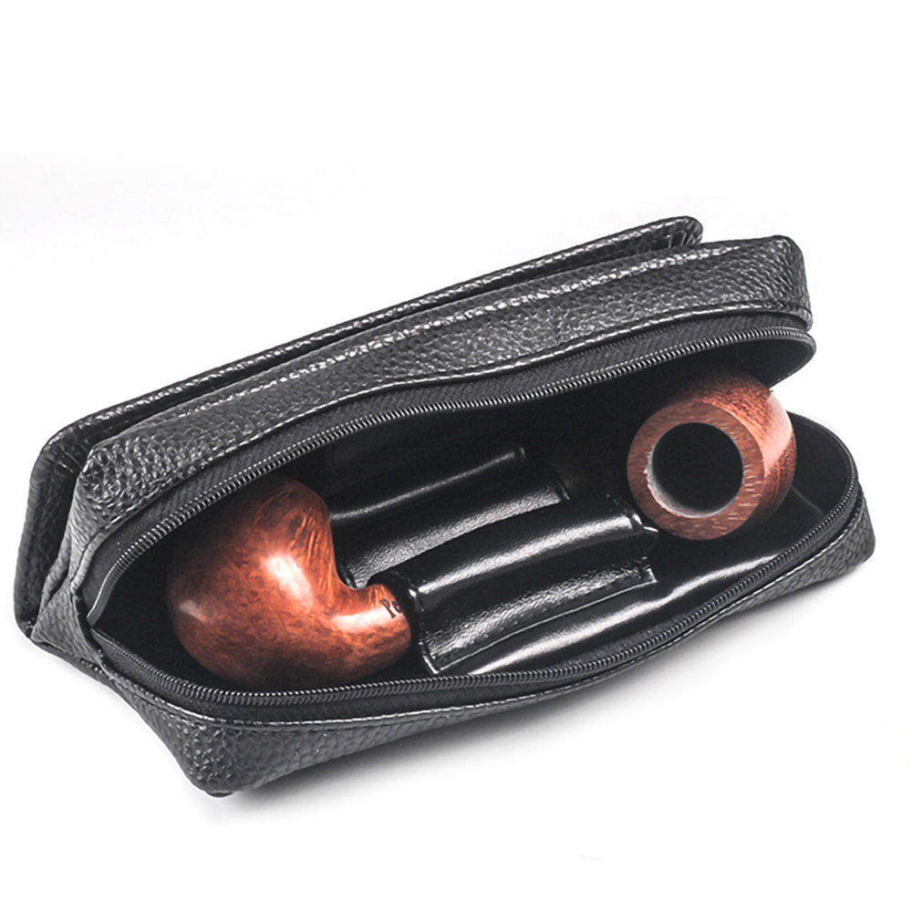 Leather Smoking Pipe Bag Large Capacity Tobacco Storage Package for Travel Smoking Tools Accessories Pouch