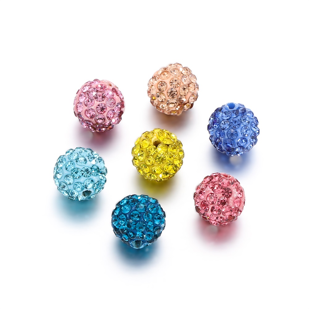 10-20pcs/lot Glass Rhinestone Bead Clay Crystal Round Spacer Loose Beads For DIY Bracelet Jewelry Making Supplies Accessories