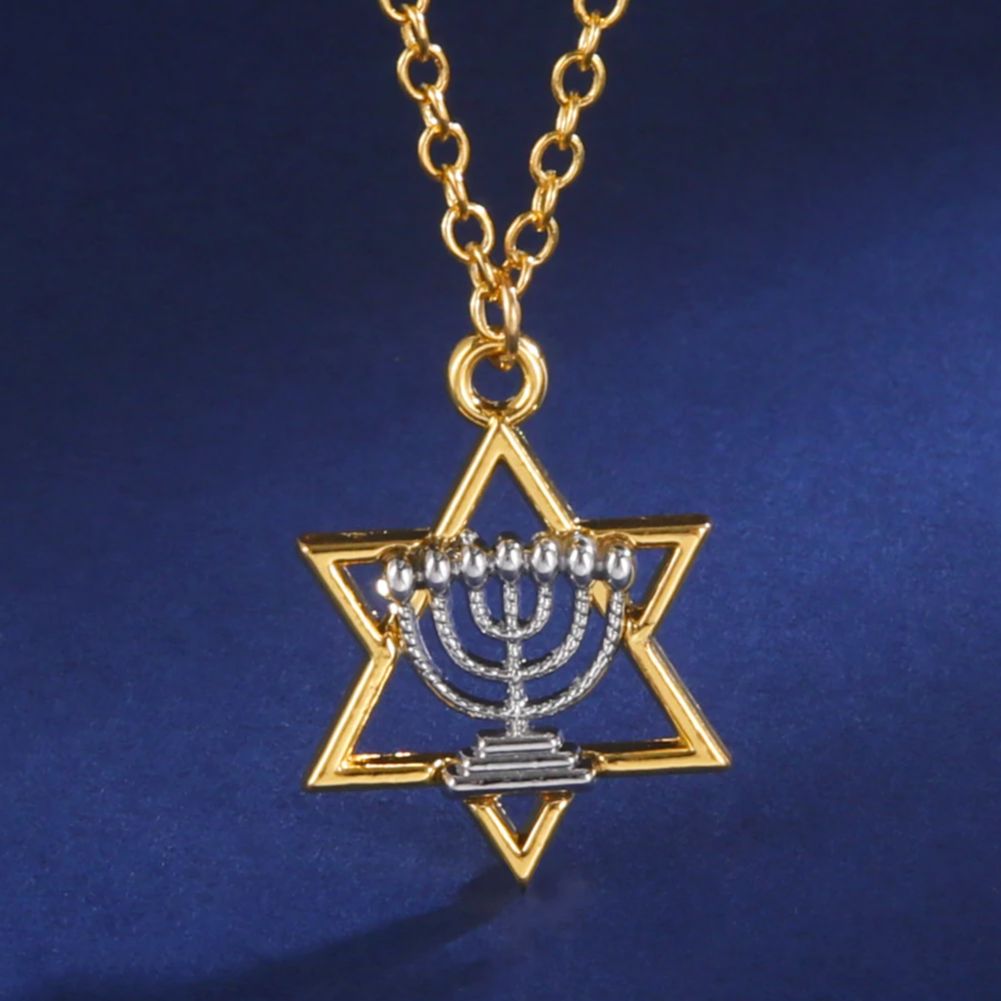 Dawapara Star of David Round Necklace Religious Jewish Pendant Judaica Medallion Necklace Hexagram Star Protection Amulet