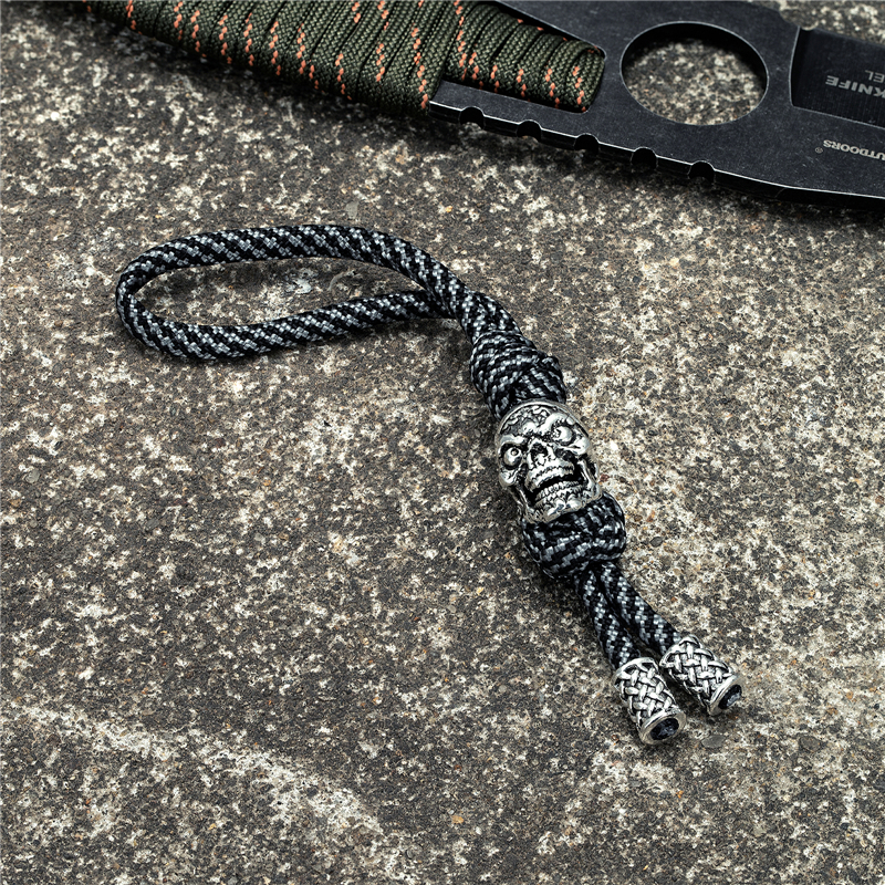 Viking Handmade Braided Rope Keychains Vintage Skeleton Men Women Metal Pendant Skull Accessories Keyring Fashion Jewelry Gifts