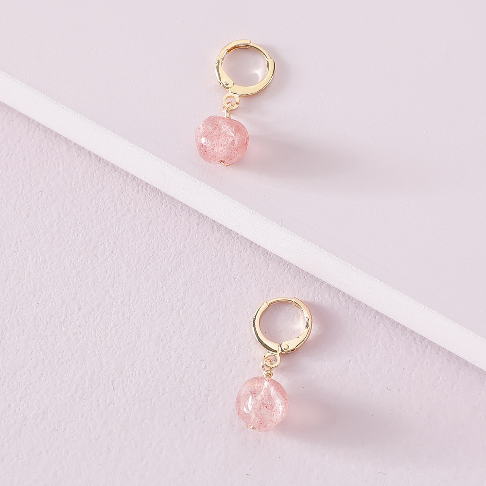 Chic Design Small Natural Gem Stone Drop Dangle Huggies Hoop Earrings for Women