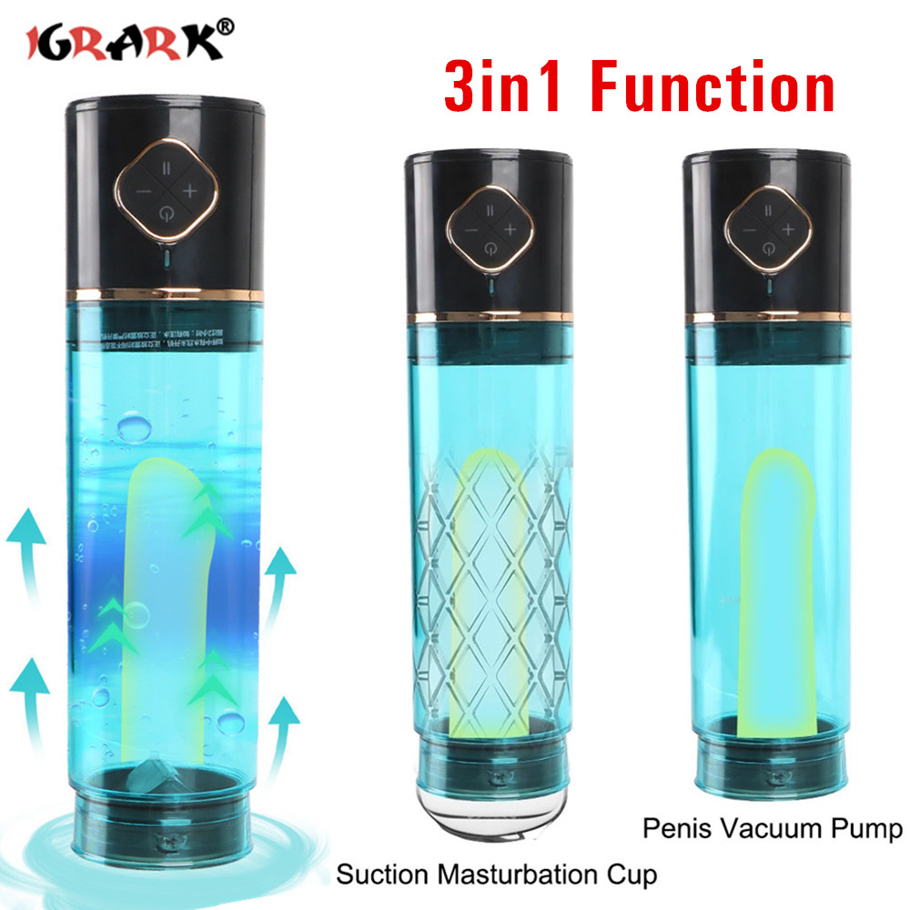 Electric Water Bath Penis Increase Vacuum Pump Dick Enlargement Cock Trainner Clear Vagina Cup Male Masturbator Sex Toys For Men