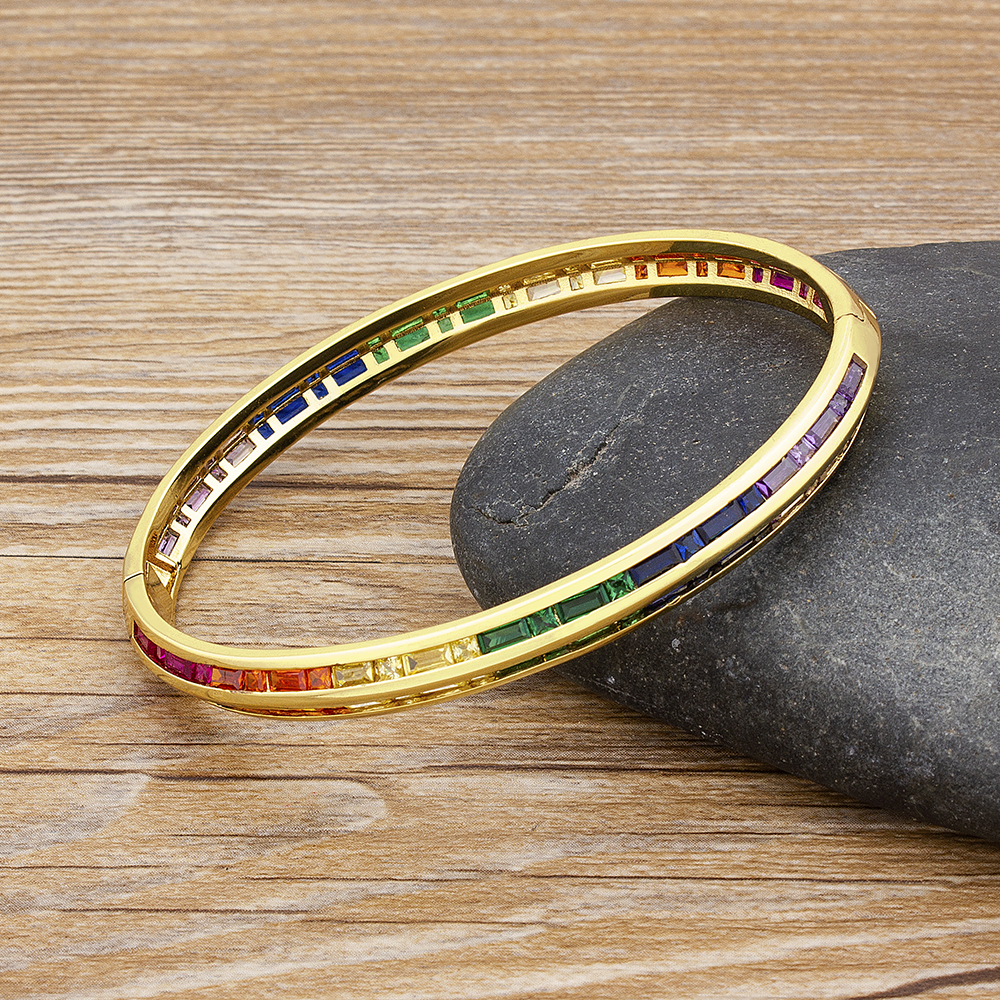 New Design Luxury 14 Styles Hollow Evil Eye Bangle Copper Cubic Zirconia Gold Color Cuff Bracelets For Women Girls Charm Jewelry