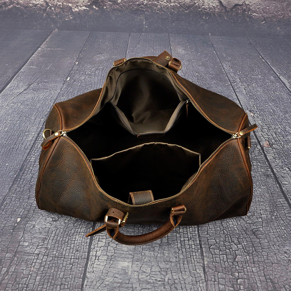 Original Genuine Leather Heavy Duty Vintage Designer Handbag Duffle Gym Luggage Bag For Men Male Travel Suitcase Tote Bag 3264