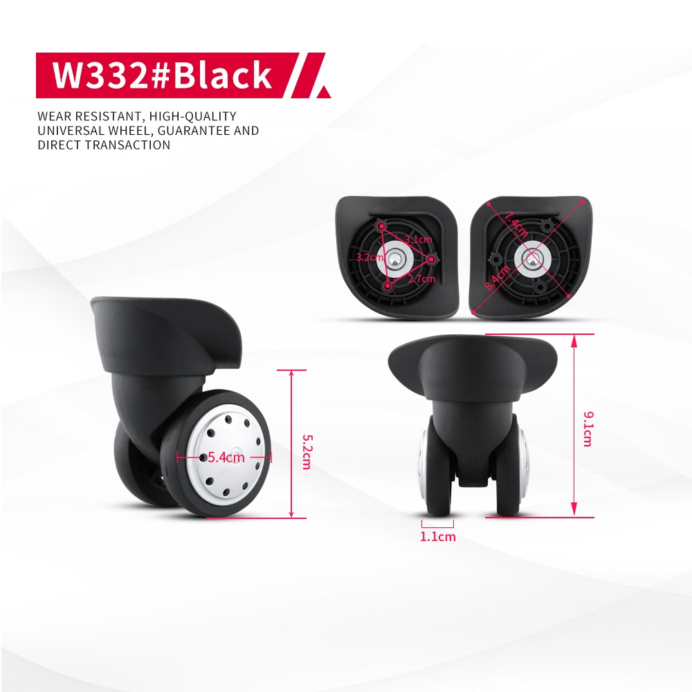 DILONG W332 Luggage Trolley Case Travel Universal Wheels Replacement Rubber Caster Repair Parts Wear-resistant Durable Wheel