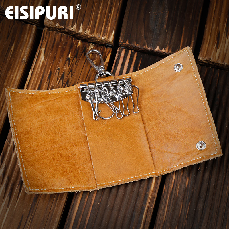 100% Genuine Leather Purse Zipper Key Wallets Women Key Holder Men Car Keys Bag Men's Key Case Casual Package Head Layer Cowhide