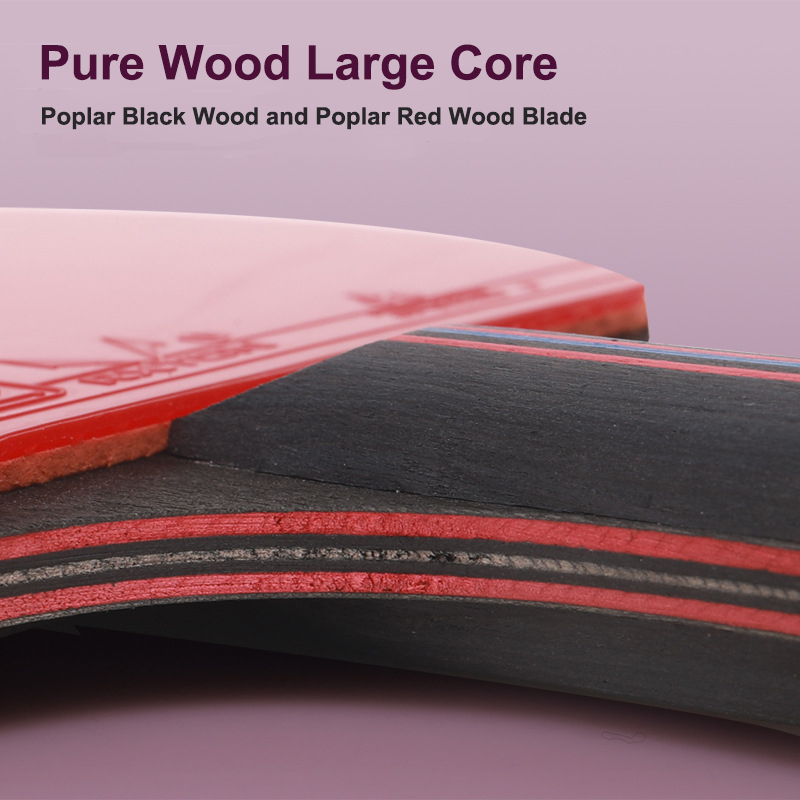 LOKI K4 4 Stars Table Tennis Racket 7-Ply Pure Wood Blade Professional Ping Pong Racket with 2-side Pips-in Rubber for Training