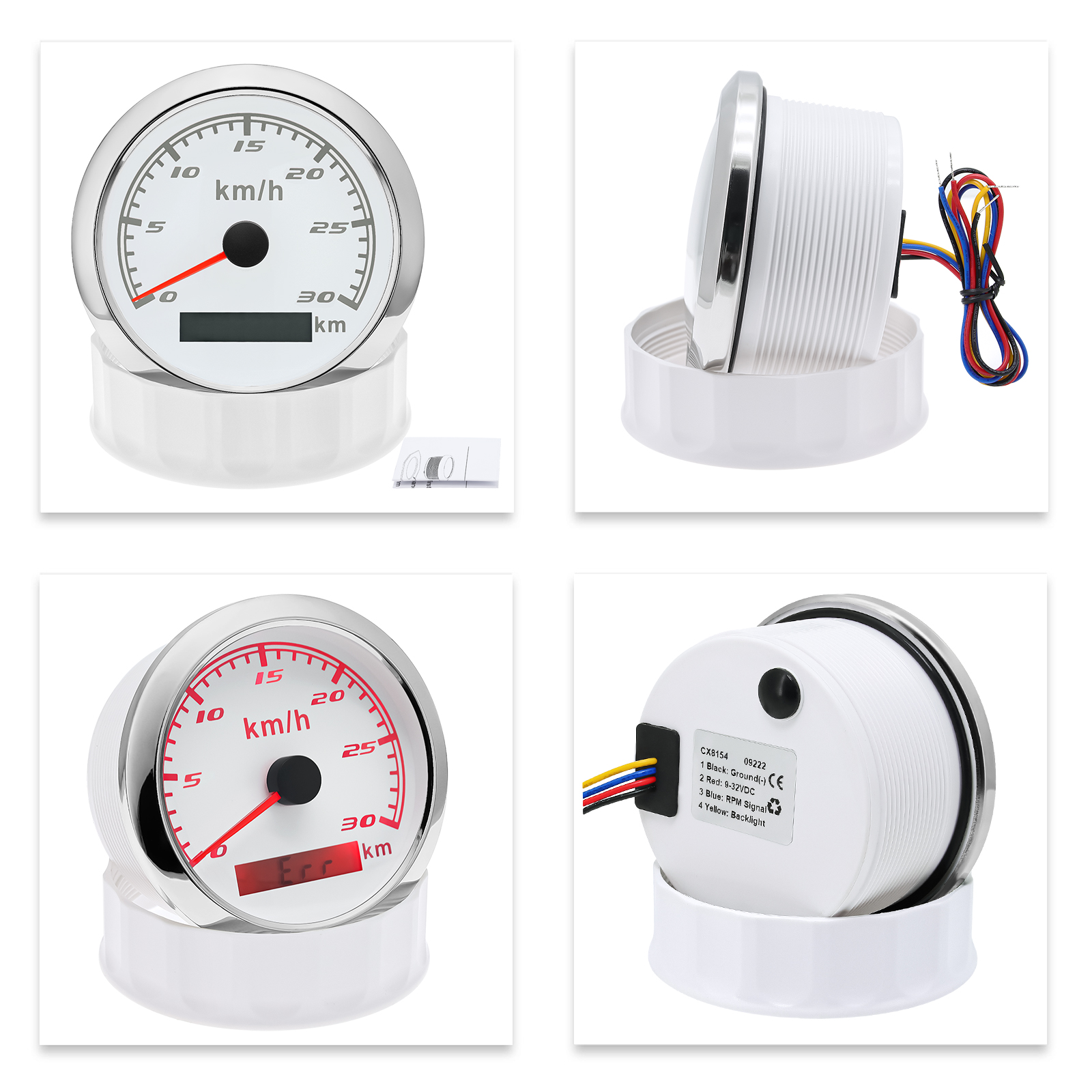 85mm Digital Speedometer Gauge 30kmh/60kmh/120kmh/20kmh With 7-color backlight Car Truck Boat Motor Automobile Motocycle