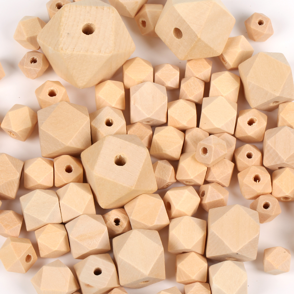 Natural Wooden Beads Hemu Loose Octagonal Wood Beads For Jewelry Necklace Bracelet Pacifier Accessories Baby Teether Toys