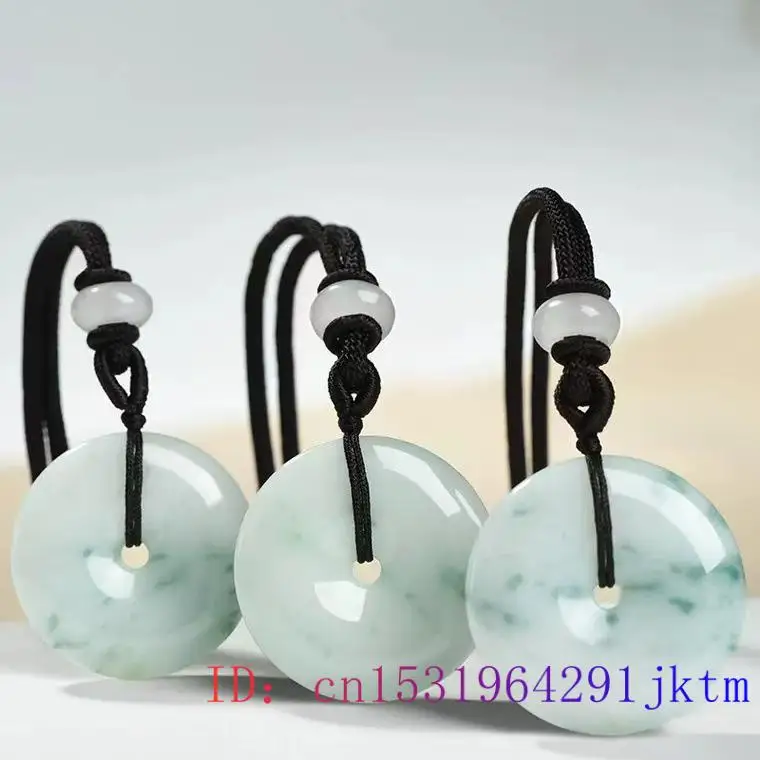 Green Real Jadeite Donut Pendant Necklace Gifts for Women Men Accessories Natural Jewelry Designer Stone Burmese Jade Choker