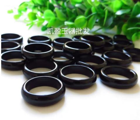 Natural agate black jade rings jewelry gemstone band ring jade simple stones for women jewellery luxury jewelry men rings