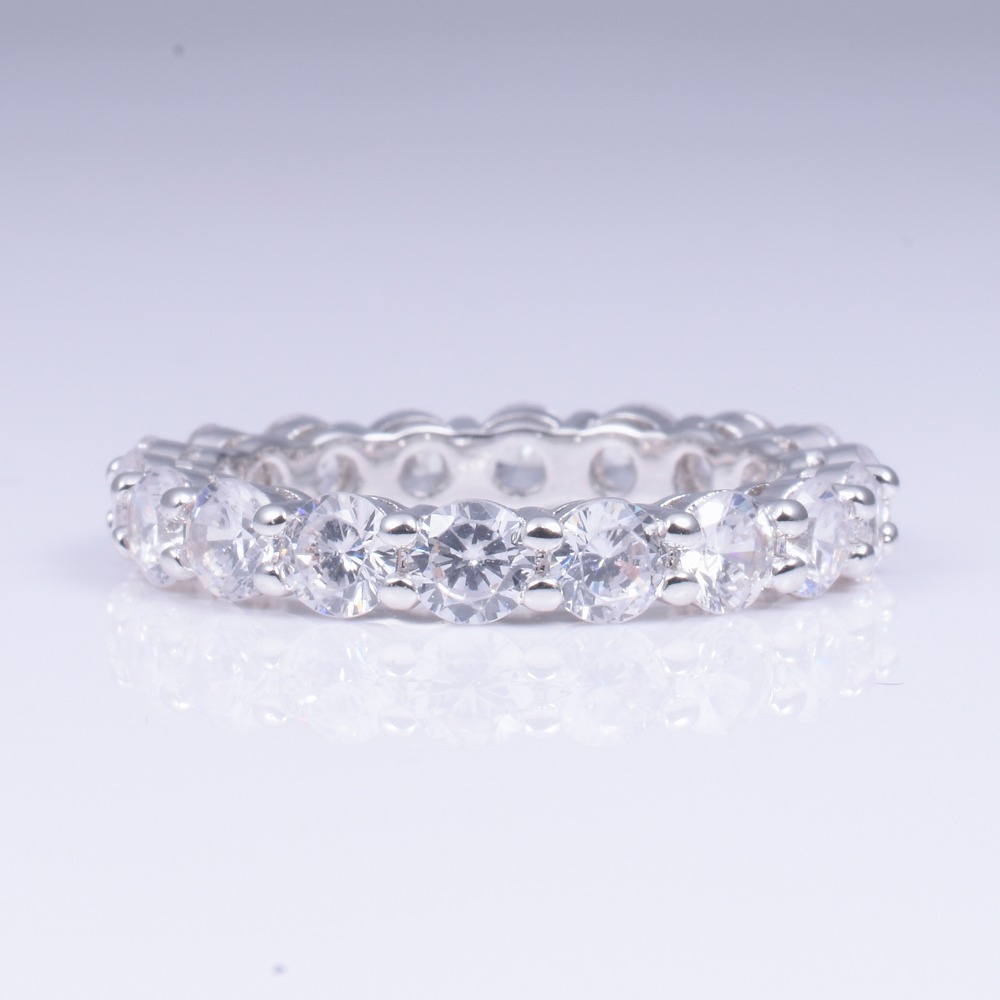 Luxury 925 SILVER PAVE SETTING FULL CZ ETERNITY BAND ENGAGEMENT WEDDING Rings DIAMOND simulated PLATINUM Size 5,6,7,8,9,10