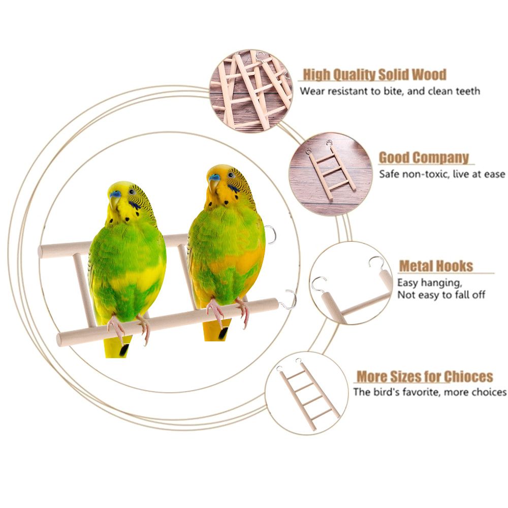 Wooden Ladder Swing Scratcher Climbing Ladder Hamsters Parrot Toys Pet Supplies