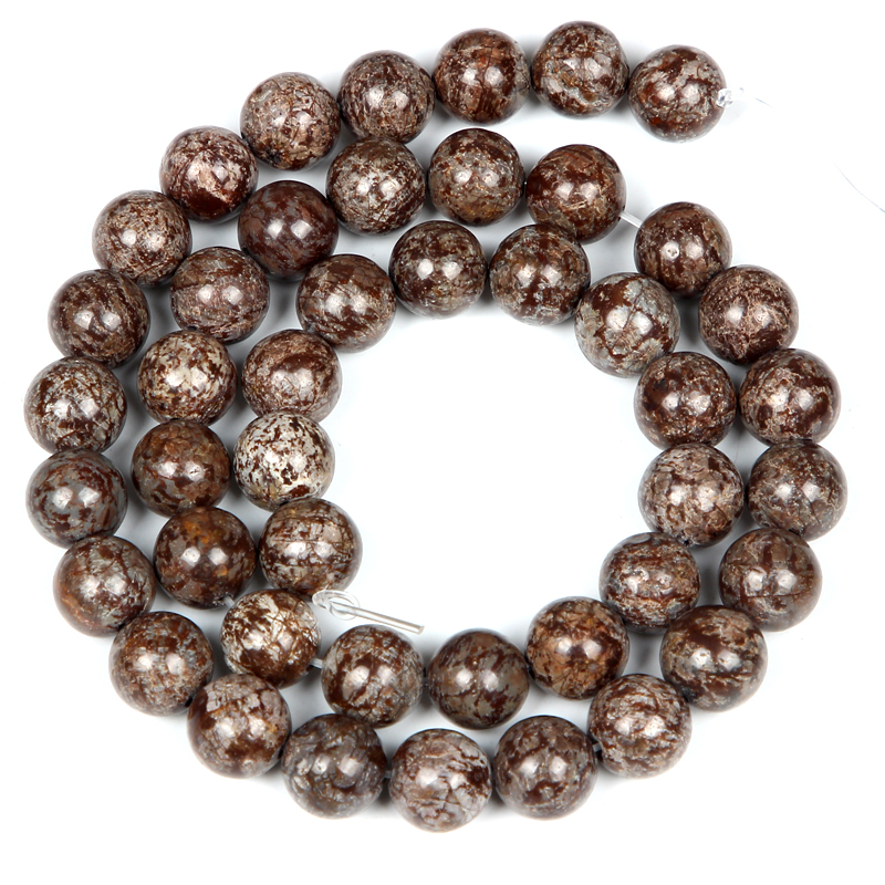Natural Stone Smooth Brown Alabaster Charm Round Loose Beads For Jewelry Making Needlework Bracelet Diy Strand4-12MM