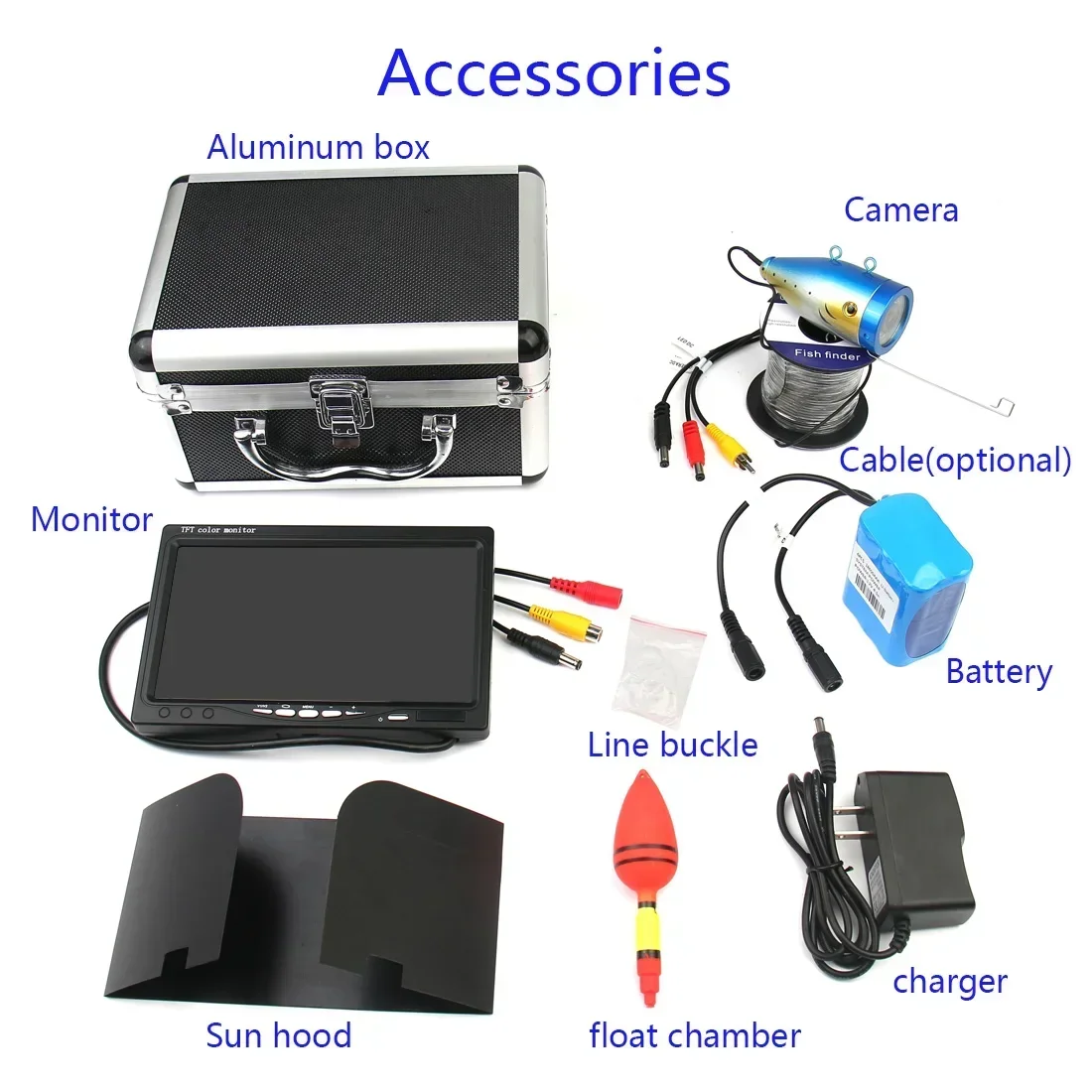 Underwater Fishing Camera 7inch TFT Monitor Fish Finder Deeply IP68 Waterproof with DVR Optional SY7000 for Ice Lake Fishing