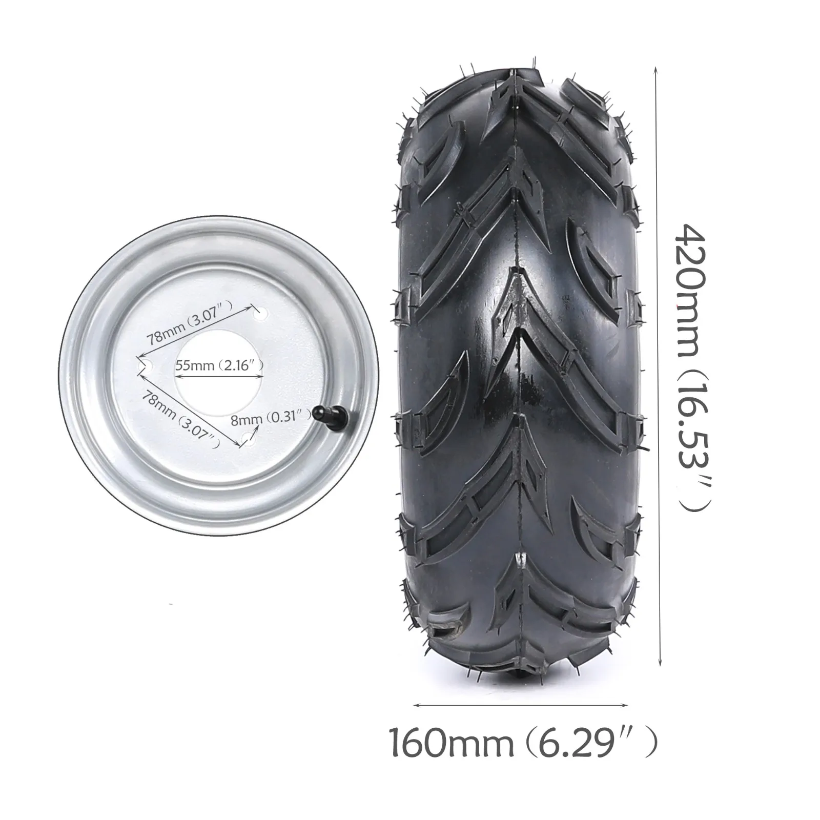 1pc Tire & Wheel Assembly 150cc 200 ATV Quad Go kart