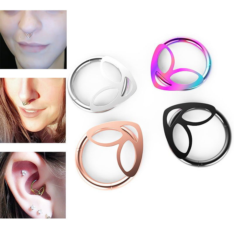 1pcs Alien Hoop Septum Nose Ring Hinged Clicker Segment Cartilage Earring Eyebrow Piercing Ear Stud Tragus Helix Body Jewelry