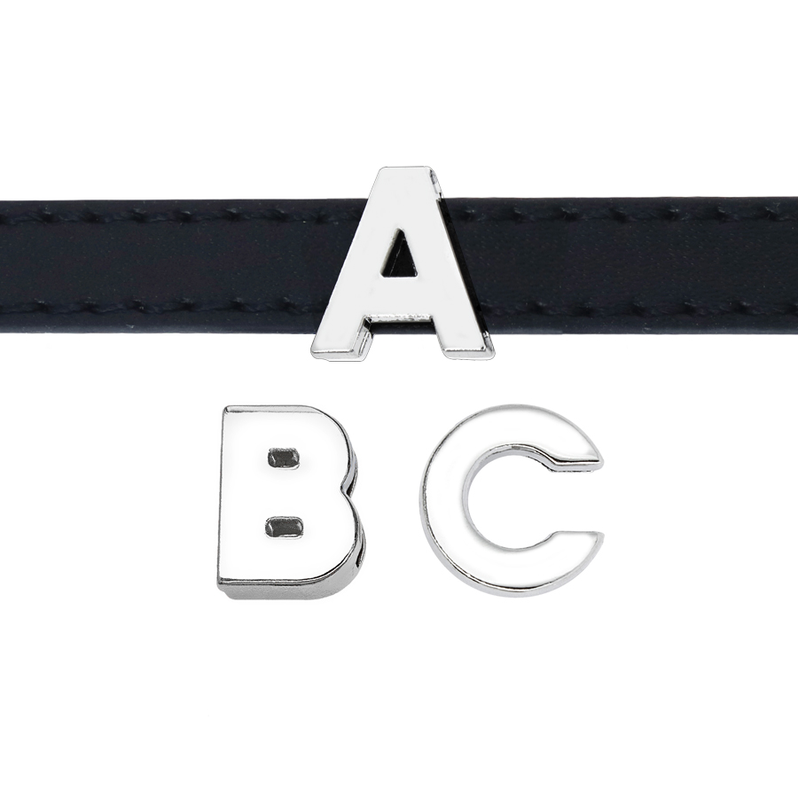 8mm A-Z Alphabet Letter Plain Slide Charms For Bracelet Making Choker Pet Collar Keychain DIY Accessories Gift 10pcs/lot