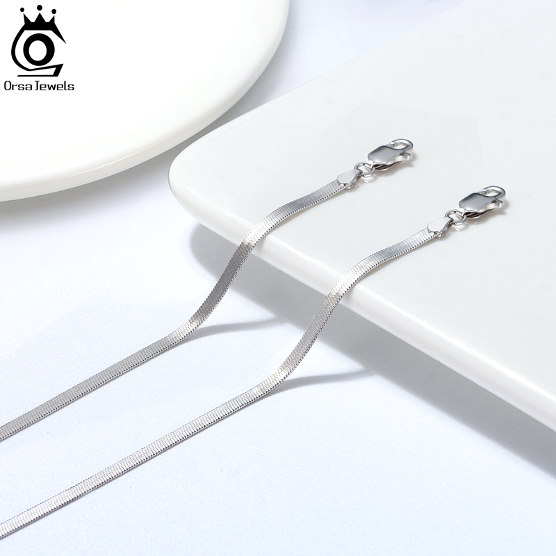 ORSA JEWELS 925 Sterling Silver Punk Flat Chain Blade Chain Anklet for Women Summer Barefoot Bracelet Anklets Jewelry SA12