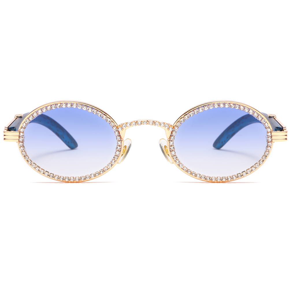 Peekaboo rhinestone ladies sunglasses round vintage uv400 small frame oval glasses female summer blue yellow brown