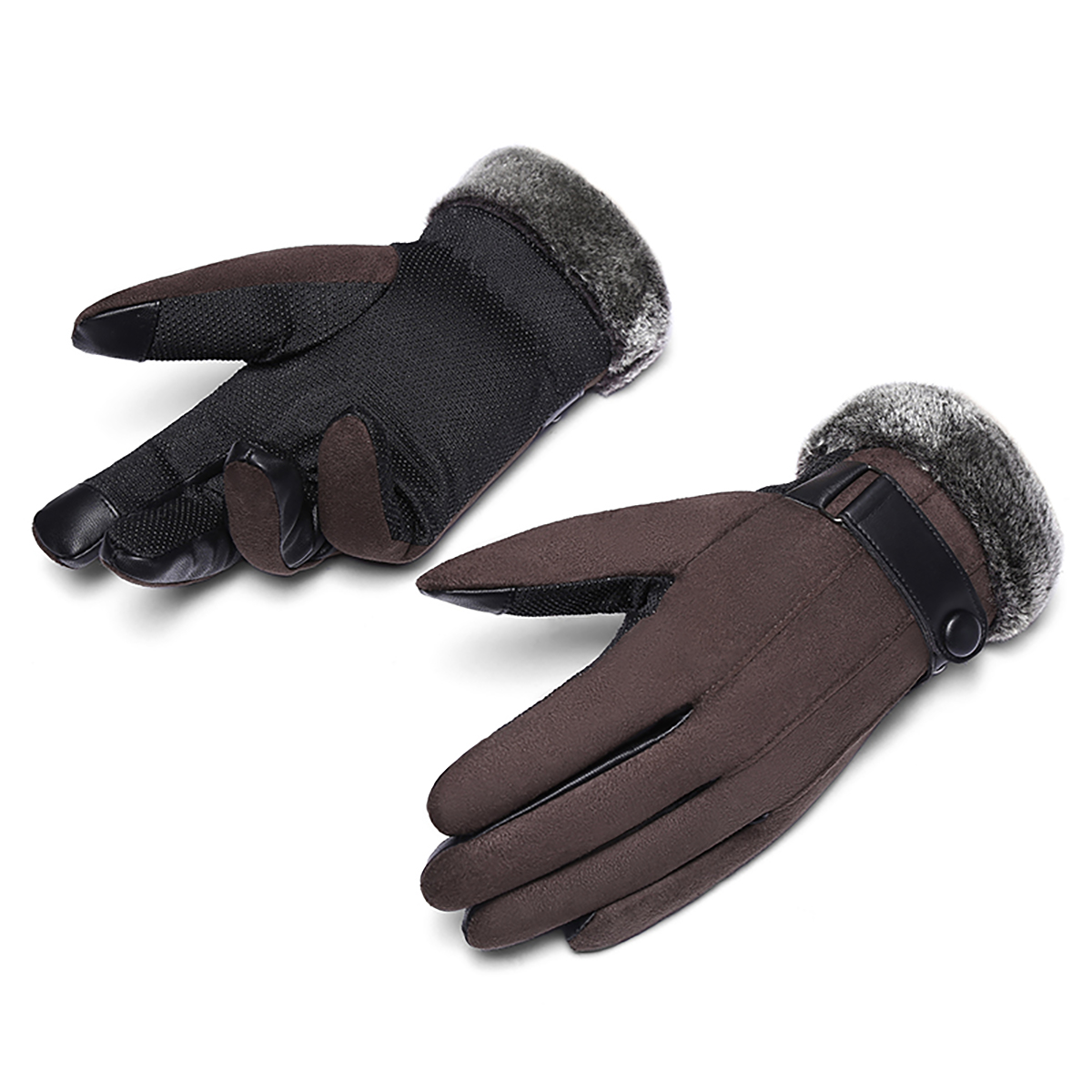 BISON DENIM Men's Winter Gloves Touch Screen Warm Fleece Autumn Winter Gloves for Men Outdoor Sport Skiing Hiking Gloves S036