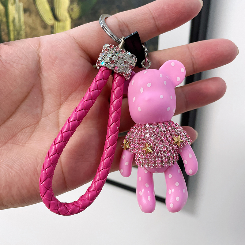 Cute Luxury Rhinestone Purse Keychain Small Bear Car Keychain Women Bag Accessories Couple Key Chain Charm Holder