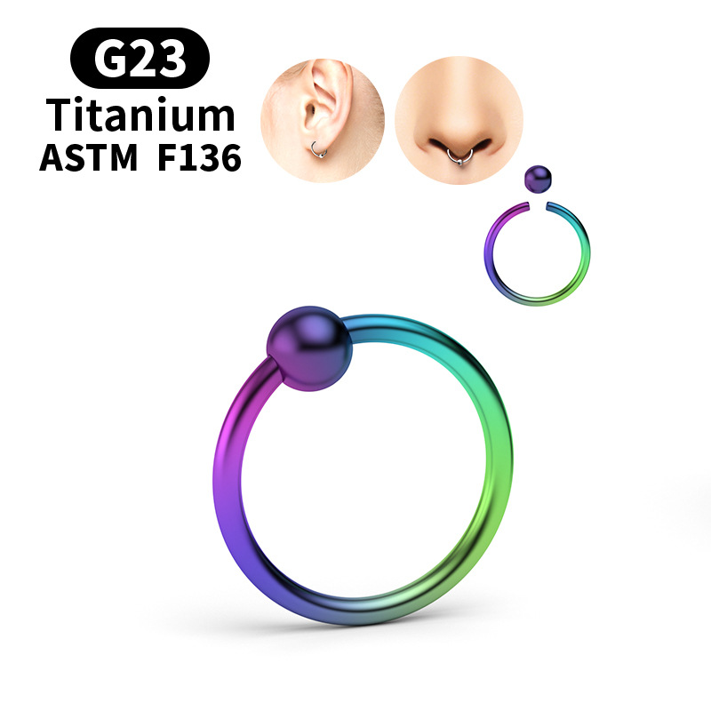 2Pcs 20G-16G Titanium Bead Ring Ear Hoop Nose Ring Loop Ear Tragus Cartilalge Piercing Ring Body Jewelry Earring Nose Clip Gifts