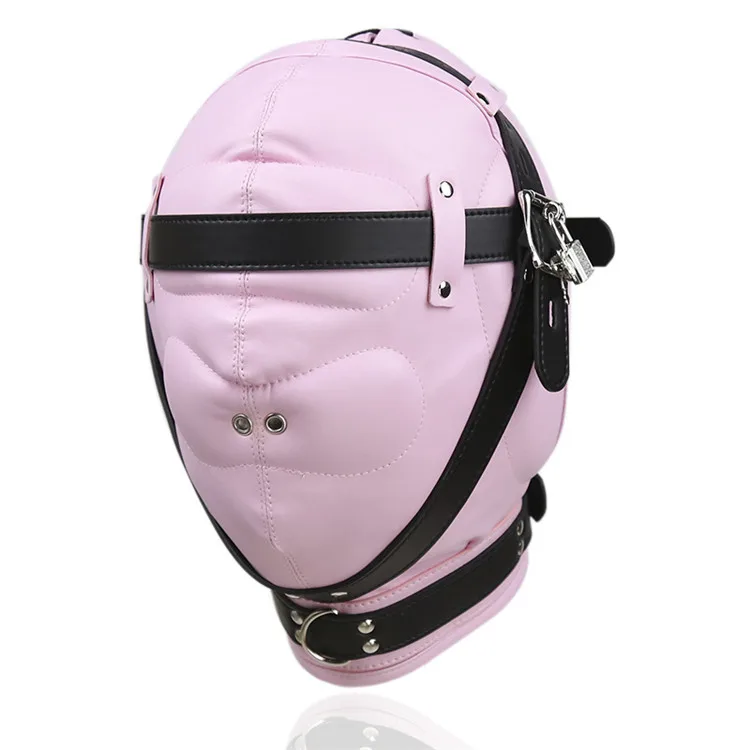 Mouth Eyes Leather Mask Bondage Hood Adult Games Slave Cosplay Head Restraints Headgear Fetish Wear Bdsm Tools