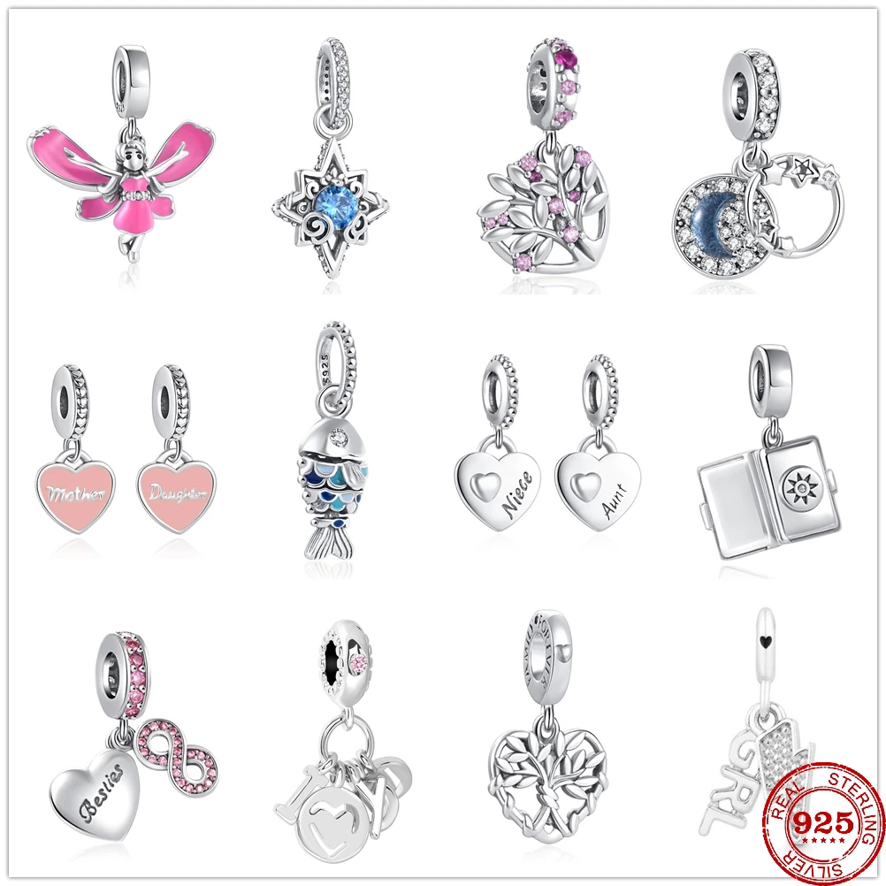 New 925 Sterling Silver Family Tree Mother Daughter Pendant Dangle Beads Fit Original Charms Pendant Bracelet Bead DIY Jewelry